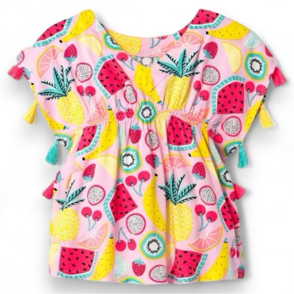 Cat & Jack Other - 👙2/$10 Cat & Jack Fruit Print Swimsuit Cover Up Dress with Tassels Toddler 5T
